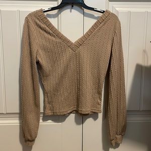 V-neck front and back, long sleeve shirt